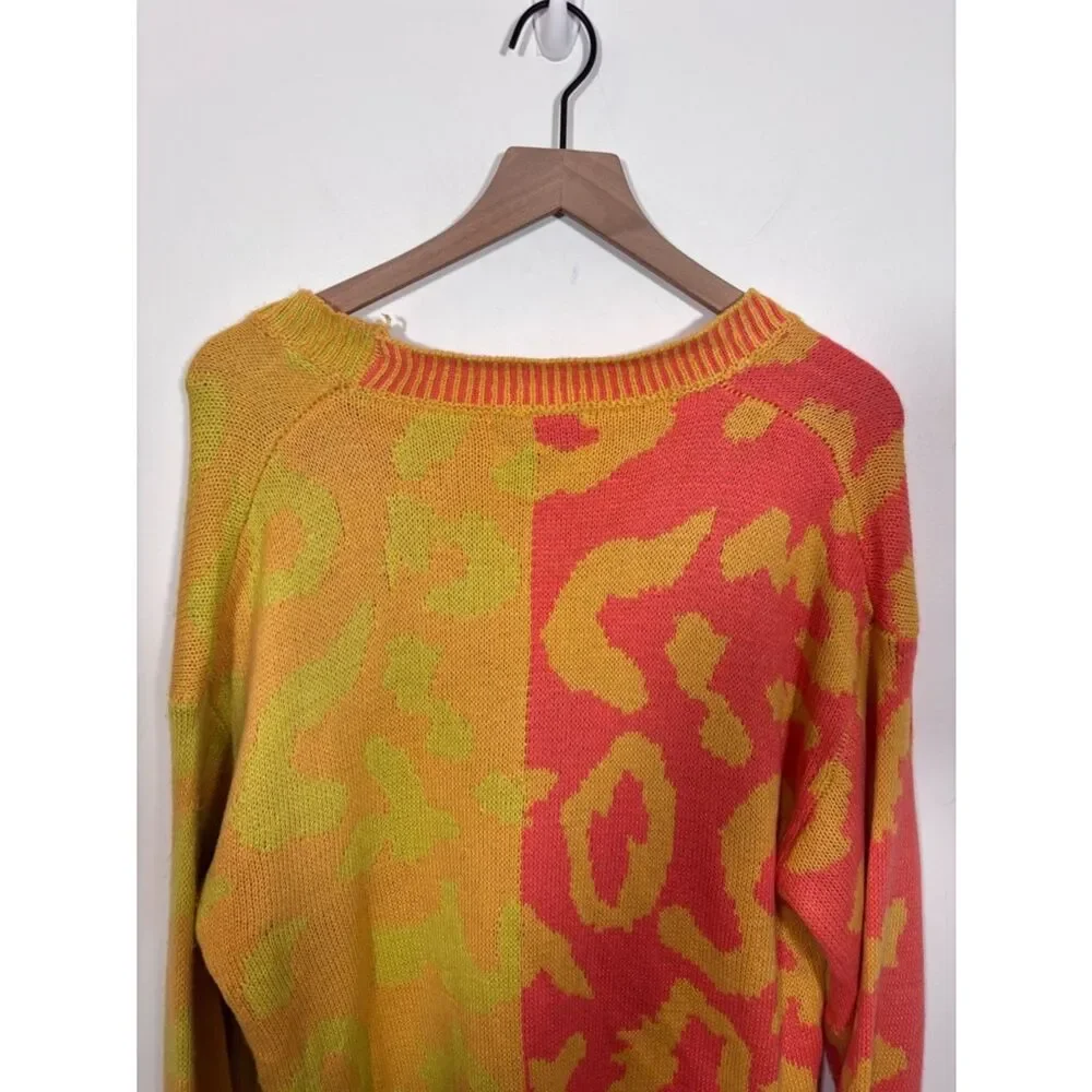 Libby Loves Leopard Button Front Ribbed Trim Cardigan One Size NWT cheetah